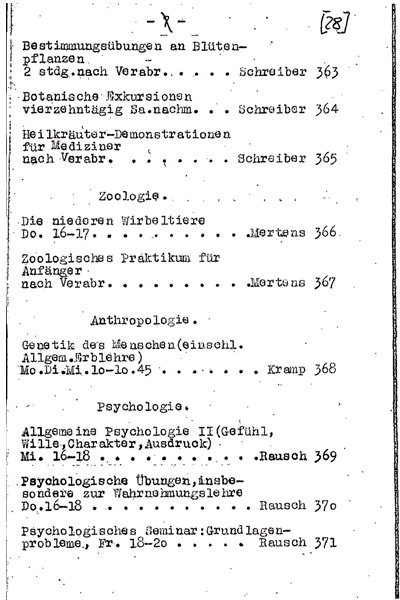 Vorlesungsverzeichnis SS 1946