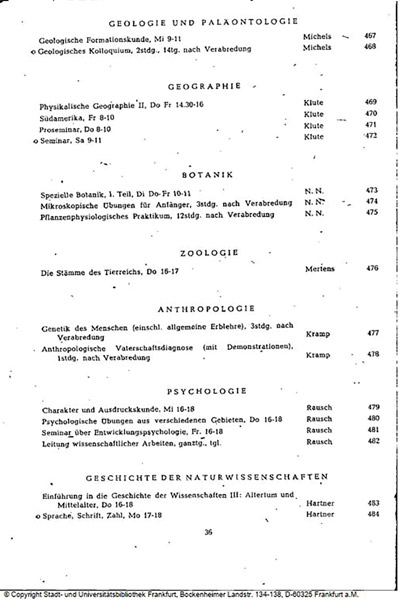 Vorlesungsverzeichnis WS 1946-47 2